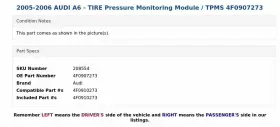 4F0907273 AUDI Tire Pressure Monitoring Module Tpms A6 #3