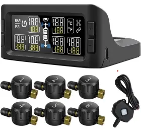 T601P-SU B-QTECH Rv Trailer Tpms Solar Tire Pressure Flow