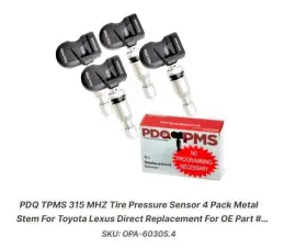 OPA-6030S PDQ Tpms Sensors Toyota Scion Lexus 4RUNNER