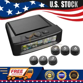 Royal Auto Parts 738056312982 Solar-powered Rv Tire Pressure Monitoring System 5 Alarms Lcd Display 6 Sensorsy