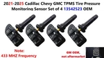 21-25 Cadillac Chevy Gmc Tpms Tire Pressure Monitoring Sensor Set Of 4 13542523. Fixed Price $42.00.