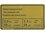 Dansk Classic 90100650501 Tire Pressure Decal Porsche 911 912. Fixed Price $21.77.