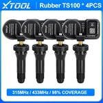 4pcs Xtool Ts100 Tire Pressure Sensor 315&433mhz Programmable Universal Rubber. Fixed Price $74.99.