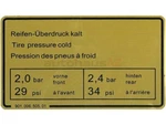 Jp Group Dansk Tire Pressure Decal 90100650501 Porsche 911 912. Fixed Price $18.28.