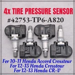 New 4pcs 42753-tp6-a820-m1 Tire Pressure Sensor Tpms For 2012-2013 Honda Cr-v. Fixed Price $32.29.