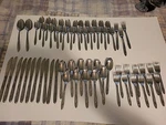 62 Pc Vintage Americana Star Stainless Mid-mod Flatware. Fixed Price $79.99.