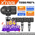 4pcs Xtool Ts100 Pro 315mhz&433mhz Dual Band Programmable Tire Pressure Sensors. Fixed Price $79.96.