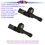 2 Abs Speed Sensor Rear Lh & Rh For Audi A3 Vw Golf E-golf 2015-2017 Gti 2015. Fixed Price $16.65.