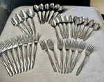 36 Pc Vintage Americana Star Stainless Mid-mod Flatware Set. Fixed Price $46.00.